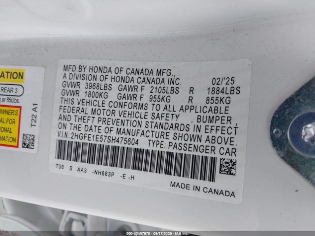 2025 HONDA CIVIC SI 2HGFE1E57SH475604 Photo 8