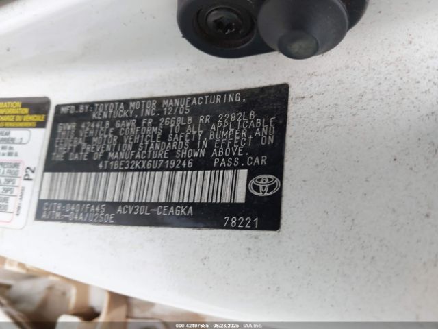2006 TOYOTA CAMRY 4T1BE32KX6U719246 Photo 8