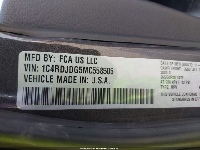 2021 DODGE DURANGO 1C4RDJDG5MC558505 Photo 8