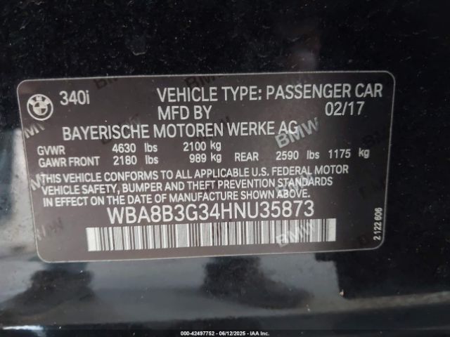 2017 BMW 340I WBA8B3G34HNU35873 Photo 8