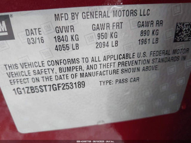 1G1ZB5ST7GF253189 Chevrolet lfv - di: direct injection, vvt, gen1 gmna