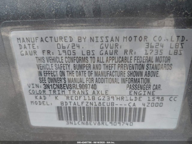 3N1CN8EV8RL909740 Nissan Versa 1.6 Sv