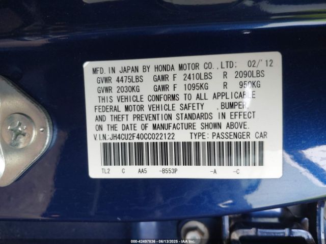 2012 ACURA TSX JH4CU2F40CC022122 Photo 8