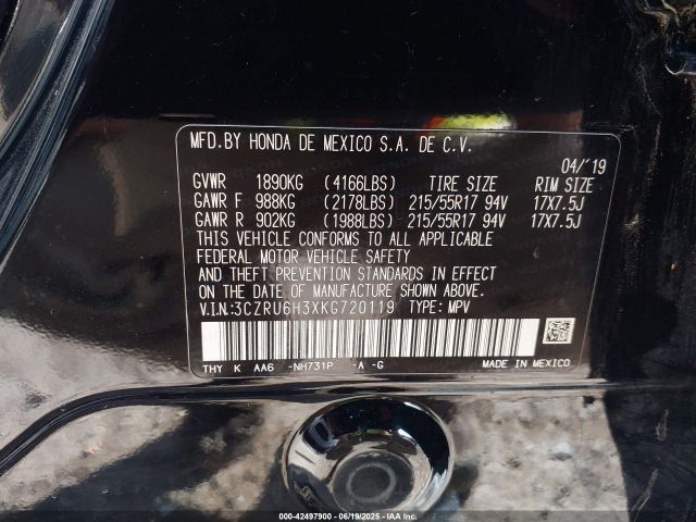 2019 HONDA HR-V 3CZRU6H3XKG720119 Photo 8