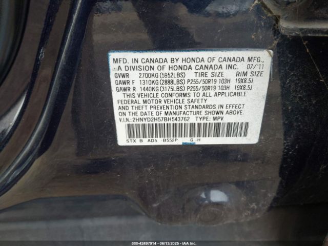 2011 ACURA MDX 2HNYD2H57BH543762 Photo 8