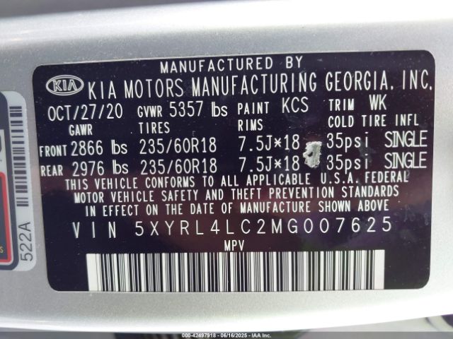 2021 KIA SORENTO 5XYRL4LC2MG007625 Photo 8