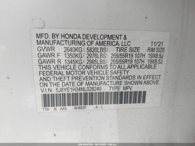 2022 ACURA MDX 5J8YE1H34NL028240 Photo 8