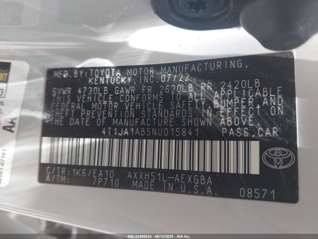 2022 TOYOTA AVALON 4T1JA1AB5NU015841 Photo 8