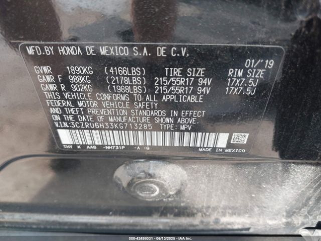2019 HONDA HR-V 3CZRU6H33KG713285 Photo 8