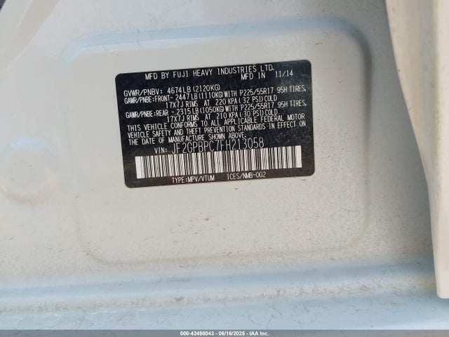 Subaru 2.0l naturally aapirated hev 2015 JF2GPBPC7FH213058 Image 9