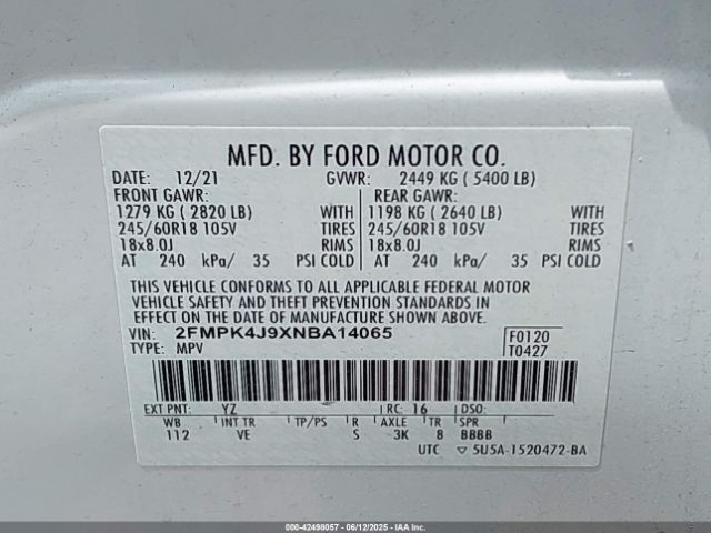 2022 FORD EDGE 2FMPK4J9XNBA14065 Photo 8