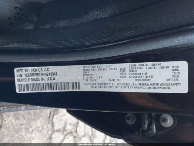 2022 RAM 1500 1C6RREBG0NN218347 Photo 8