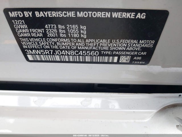 3MW5R7J04N8C45560 BMW 330I