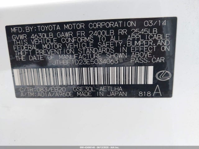 Lexus 4gr-fse 2014 JTHBF1D23E5034063 Image 9
