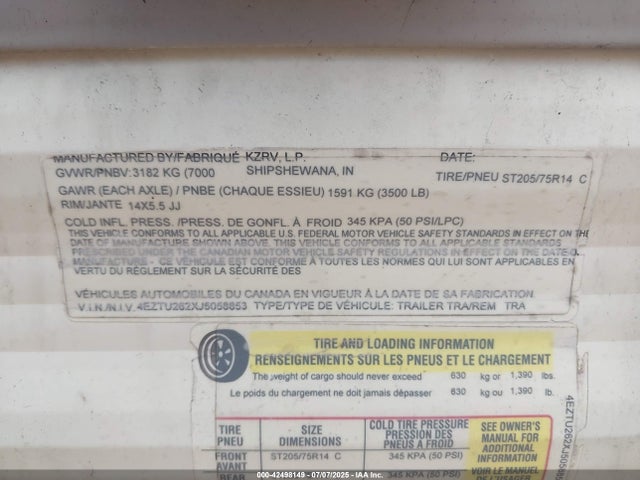 4EZTU262XJ5058853 Kz Inc 2018