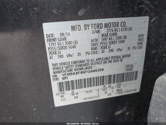 Ford 2015 2015 1FM5K8F89FGA86366 Image 9