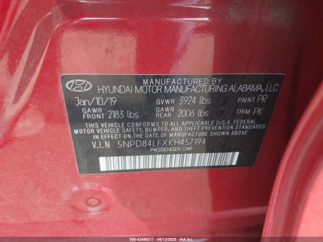 5NPD84LFXKH457194 Hyundai Elantra Value Edition