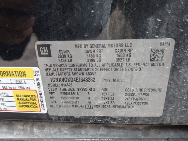 2014 CHEVROLET TRAVERSE 1GNKVGKD4EJ348282 Photo 8