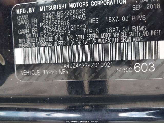 2019 MITSUBISHI OUTLANDER JA4JZ4AX7KZ010921 Photo 8