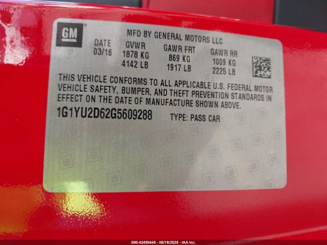 2016 CHEVROLET CORVETTE 1G1YU2D62G5609288 Photo 8