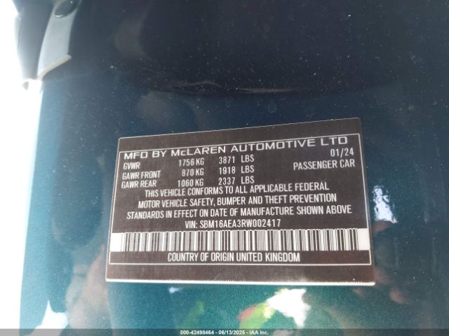 2024 MCLAREN ARTURA SBM16AEA3RW002417 Photo 8