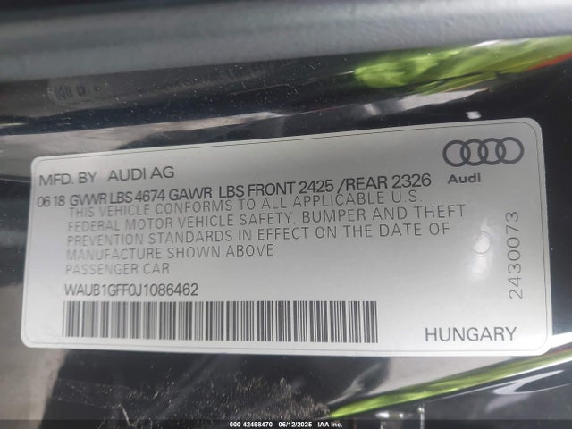 2018 AUDI S3 WAUB1GFF0J1086462 Photo 8