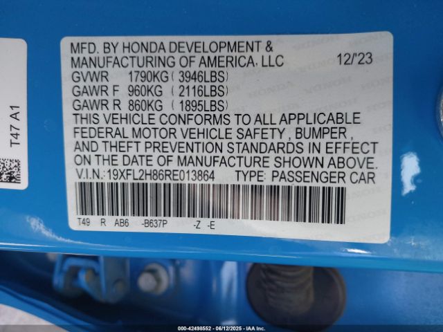 19XFL2H86RE013864 Honda k20c2