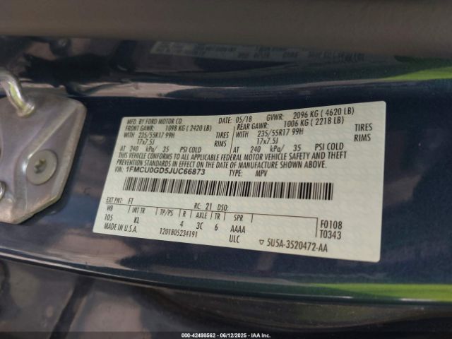 1FMCU0GD5JUC66873 Ford ESCAPE SE