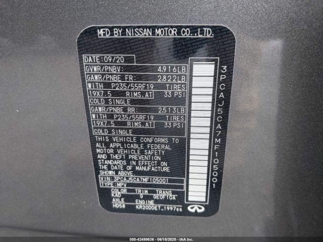 2021 INFINITI QX50 3PCAJ5CA7MF105001 Photo 8
