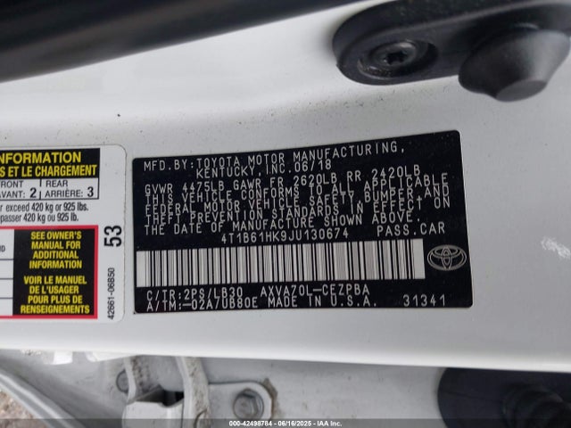 4T1B61HK9JU130674 Toyota a25a-fks