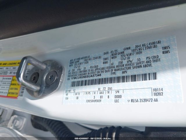 1FMCU9GN6SUA57348 Ford Escape Active