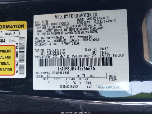 Ford 2.3l 4v premium fuel 2017 1FATP8UH9H5266676 Image 9
