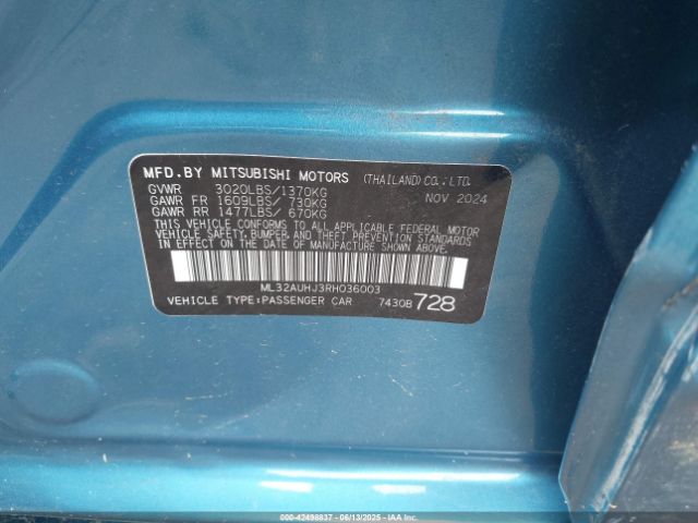 ML32AUHJ3RH036003 Mitsubishi Mirage Es/le