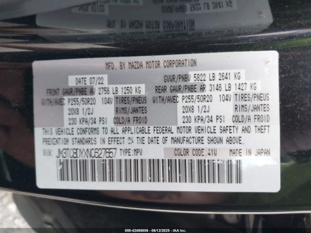2022 MAZDA CX-9 JM3TCBDYXN0627657 Photo 8
