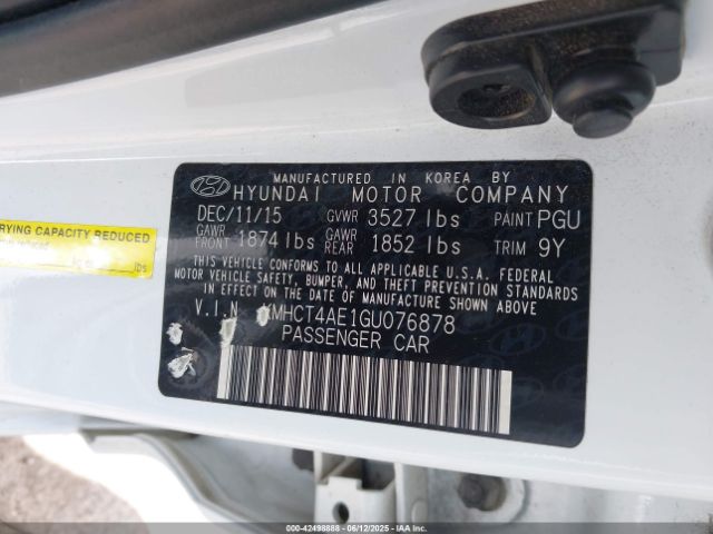KMHCT4AE1GU076878 Hyundai dohc gdi gamma