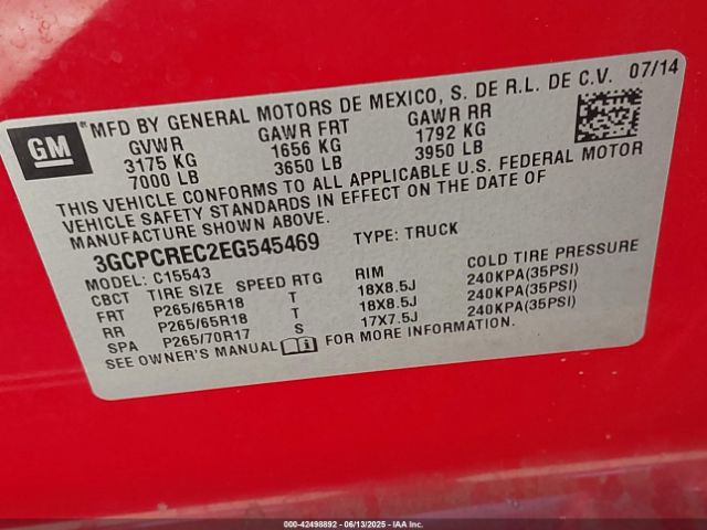 2014 CHEVROLET SILVERADO 1500 3GCPCREC2EG545469 Photo 8