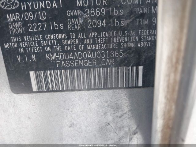 2010 HYUNDAI ELANTRA KMHDU4AD0AU031365 Photo 8