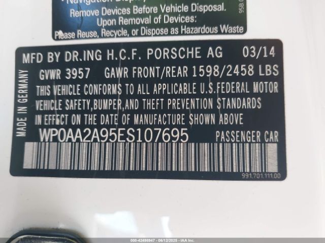 2014 PORSCHE 911 WP0AA2A95ES107695 Photo 8