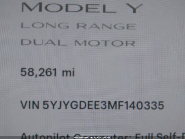 2021 TESLA MODEL Y 5YJYGDEE3MF140335 Photo 8
