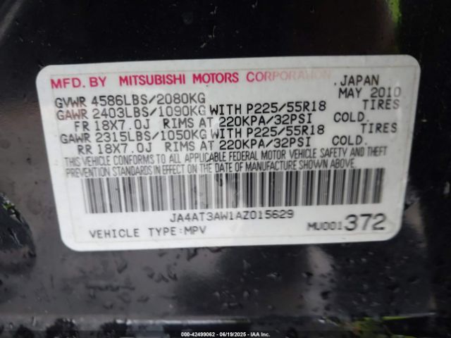 2010 MITSUBISHI OUTLANDER JA4AT3AW1AZ015629 Photo 8