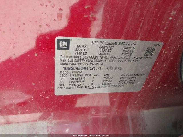 2015 CHEVROLET TAHOE 1GNSCAEC4FR121571 Photo 8