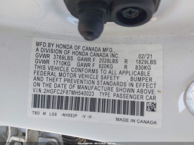 2021 HONDA CIVIC 2HGFC2F87MH540023 Photo 8