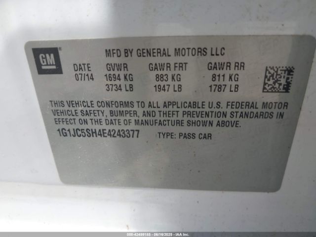1G1JC5SH4E4243377 Chevrolet Sonic Lt Auto