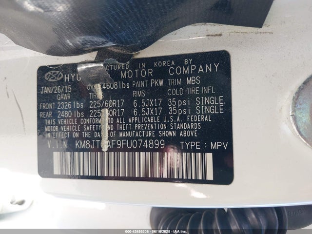 KM8JTCAF9FU074899 Hyundai dohc gdi nu