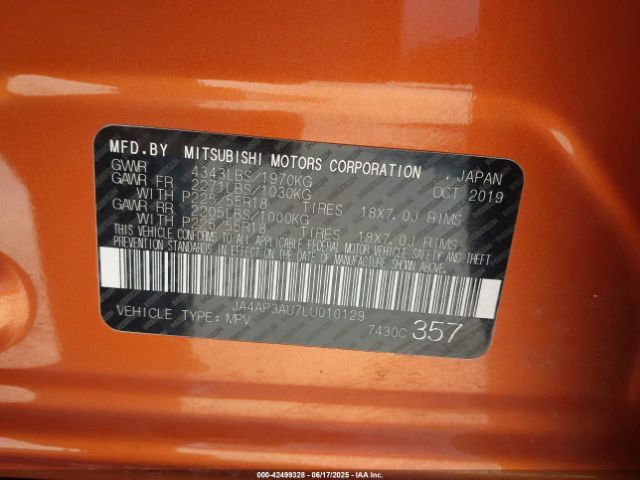 2020 MITSUBISHI OUTLANDER SPORT JA4AP3AU7LU010129 Photo 8