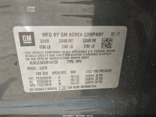 Buick luv mfi, vvt: variable valve timing, alum, e85 max 2017 KL4CJCSB3HB144758 Image 9