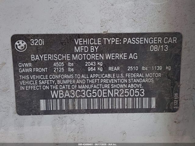 2014 BMW 320I WBA3C3G50ENR25053 Photo 8