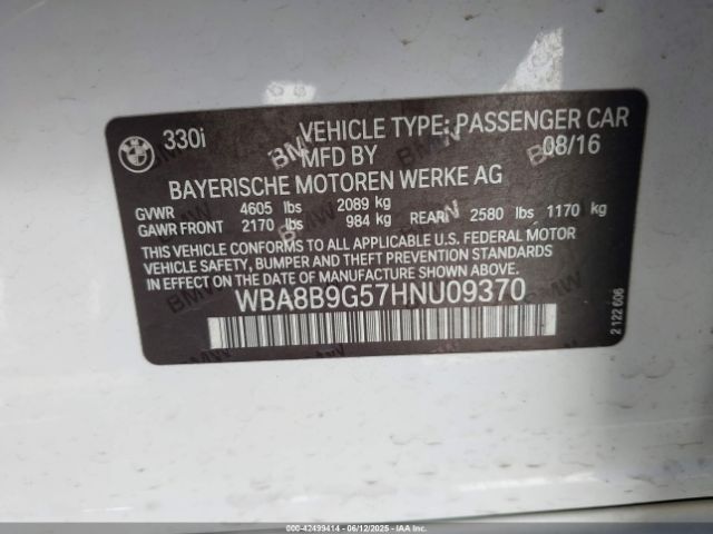 2017 BMW 330I WBA8B9G57HNU09370 Photo 8