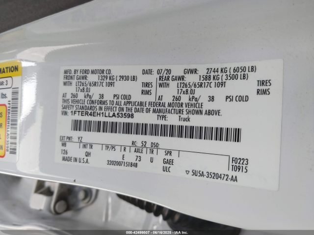 2020 FORD RANGER 1FTER4EH1LLA53598 Photo 8