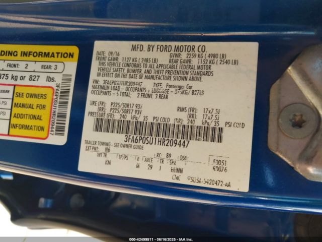 2017 FORD FUSION ENERGI 3FA6P0SU1HR209447 Photo 8